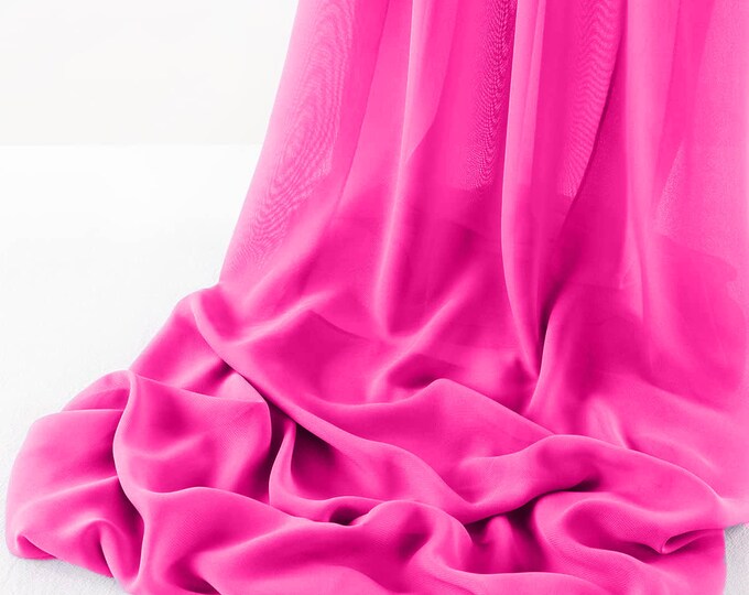 Hot Pink - Wool Dobby Chiffon Sheer Table Runner for Wedding, Decorations for Birthday Parties, Banquets, Engagements.