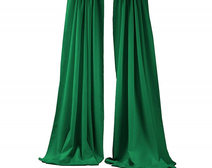 Kelly Green 2 Panels Backdrop Drape, All Sizes Available in Polyester Poplin, Party Supplies Curtains.