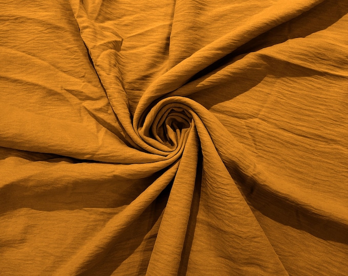 Mustard Air Flow Polyester Fabric for Dresses, 2 way stretch, Tops, Bottoms, Shawl, Scarf, Costumes, Crafts.