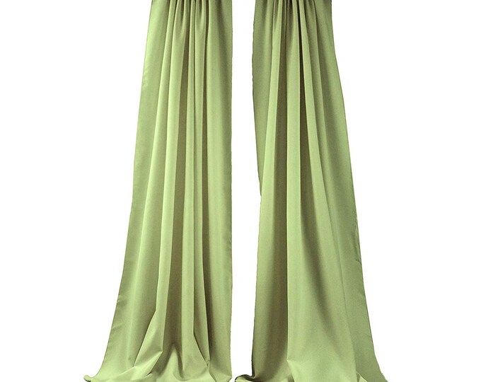 Sage Green 2 Panels Backdrop Drape, All Sizes Available in Polyester Poplin, Party Supplies Curtains.