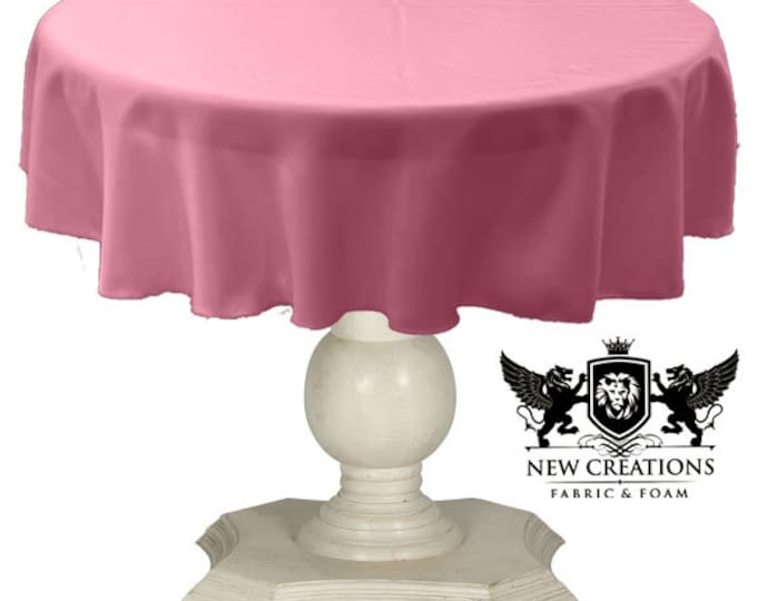 Candy Pink Tablecloth Solid Dull Bridal Satin Overlay for Small Coffee Table Seamless.