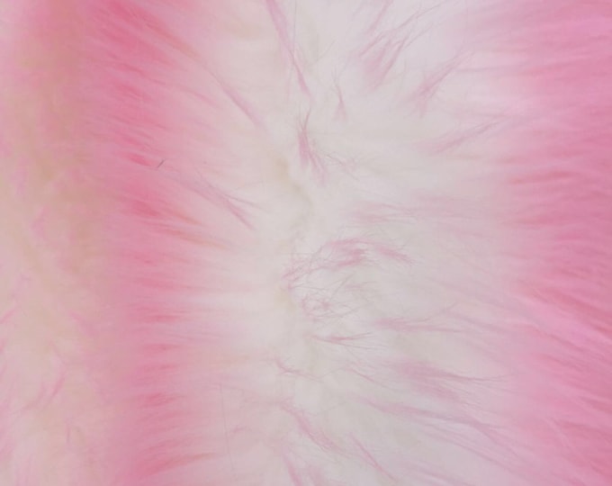 Pink/ivory deluxe cotton candy design- shaggy faux fun fur-2 tone super soft faux fur- sold by the yard-