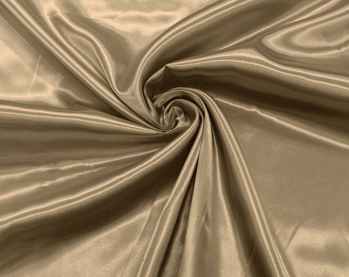 Sand Shiny Charmeuse Satin Fabric for Wedding Dress/Crafts Costumes/58” Wide /Silky Satin