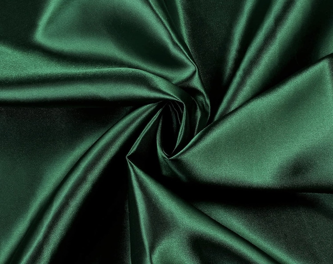 Hunter Green Charmeuse Bridal Solid Satin Fabric for Wedding Dress Fashion Crafts Costumes Decorations Silky Satin 58” Wide Sold By The Yard