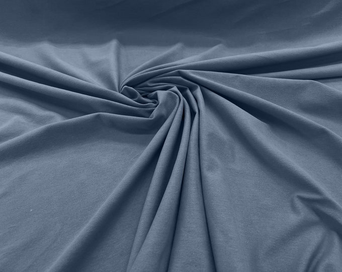 Dusty Blue 58/60" Wide  Cotton Jersey Spandex Knit Blend 95% Cotton 5 percent Spandex/Stretch Fabric/Costume