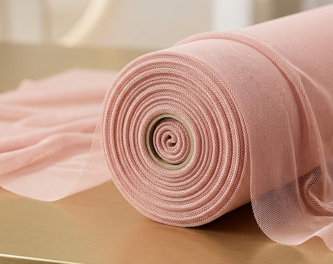 Blush Stretch Power Mesh Fabric 60” Wide | Sheer Nylon Spandex Mesh by Yard | Bridal, Lingerie & Dancewear Fabric