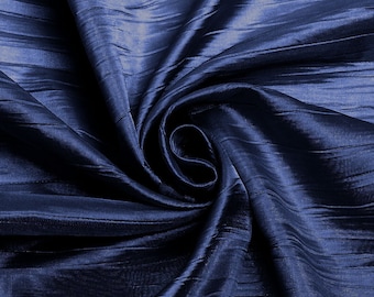 Navy Blue - Crushed Taffeta Fabric - 54" Width - Creased Clothing Decorations Crafts - Sold By The Yard