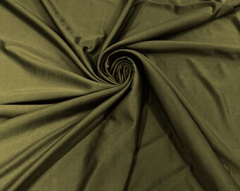 Olive Green Shiny Milliskin Nylon Spandex Fabric 4 Way Stretch 58" Wide Sold by The Yard