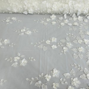 Ivory French Beaded Design Embroider On A Mesh-Prom-nightgown-sold By Yard. main image 0
