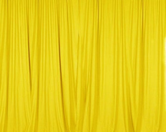 Yellow SEAMLESS Backdrop Drape Panel, All Sizes Available in Polyester Poplin, Party Supplies Curtains.