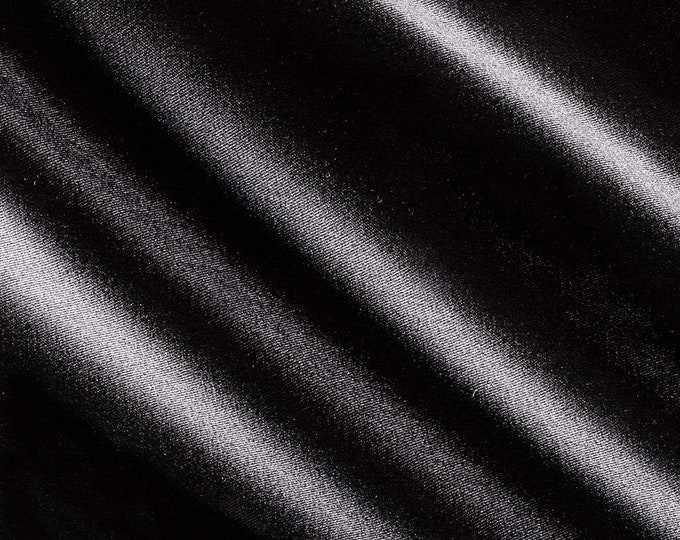 Black 95 Percent  Polyester 5% Spandex, 58 Inches Wide Stretch L'Amour Satin Fabric, Sold By The Yard.