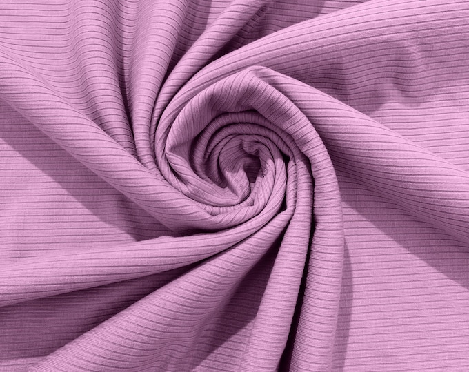 Bubble Pink - Stretch Rib Knit Fabric Polyester Spandex (By The Yard)