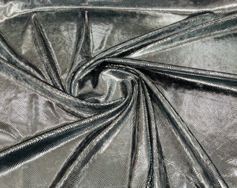 Charcoal Illusion foil Snake design on a stretch velvet fabric-Sold by the yard.