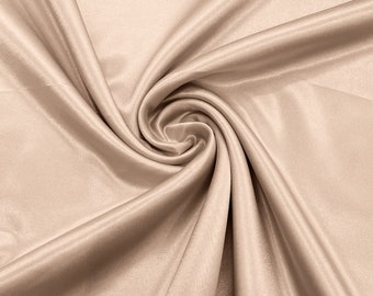 Tela de satén crepé beige con reverso crepé de 58" de ancho / Para novias / Fiestas de graduación / Camisones / Bodas.