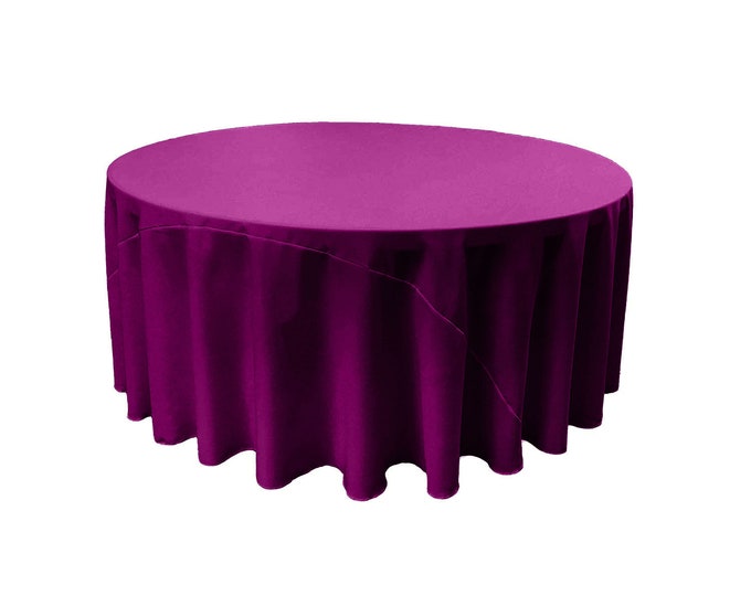 Magenta - Solid Round Polyester Poplin Tablecloth With Seamless.