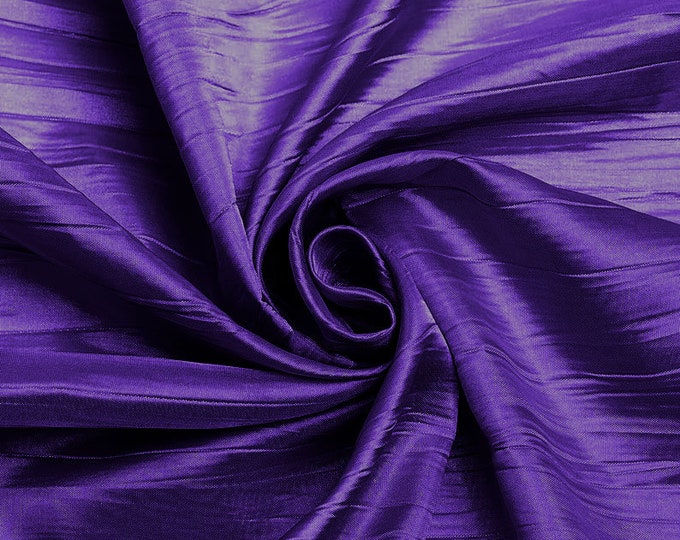 Dark Purple - Crushed Taffeta Fabric - 54" Width - Creased Clothing Decorations Crafts - Sold By The Yard