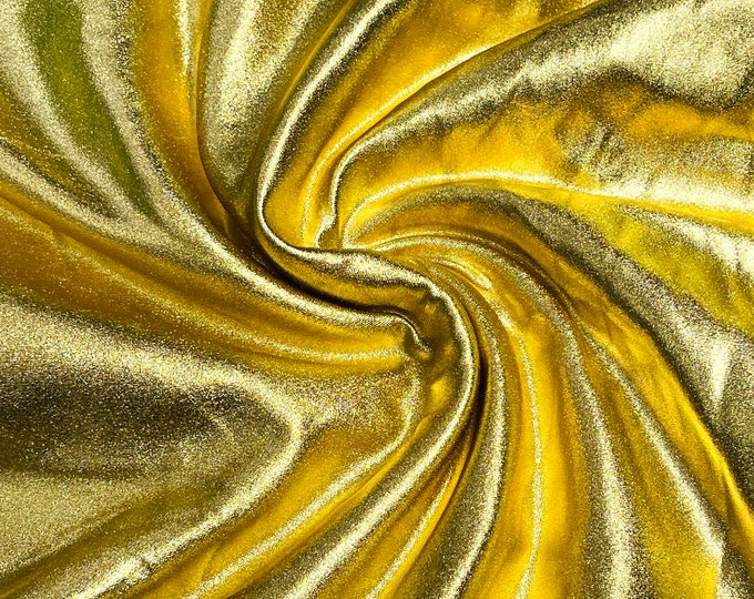 Gold Metallic Foil Lame Spandex- Sold By The Yard.
