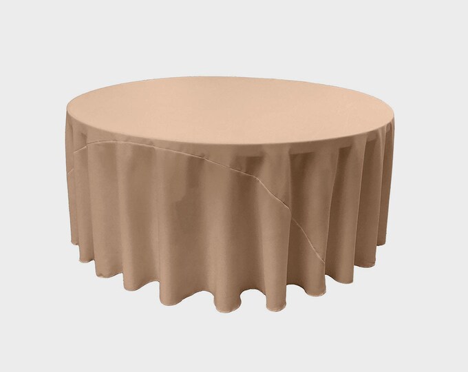 Nude - Solid Round Polyester Poplin Tablecloth With Seamless.