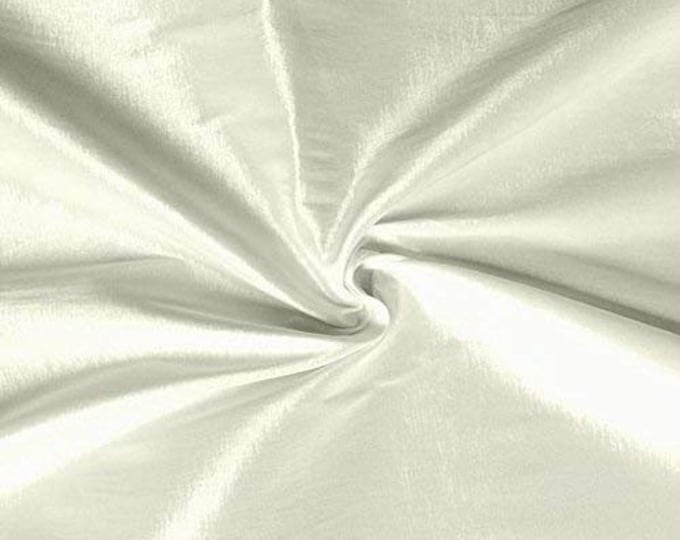 White 58" Wide Medium Weight Stretch Two Tone Taffeta Fabric, Sold By The Yard.