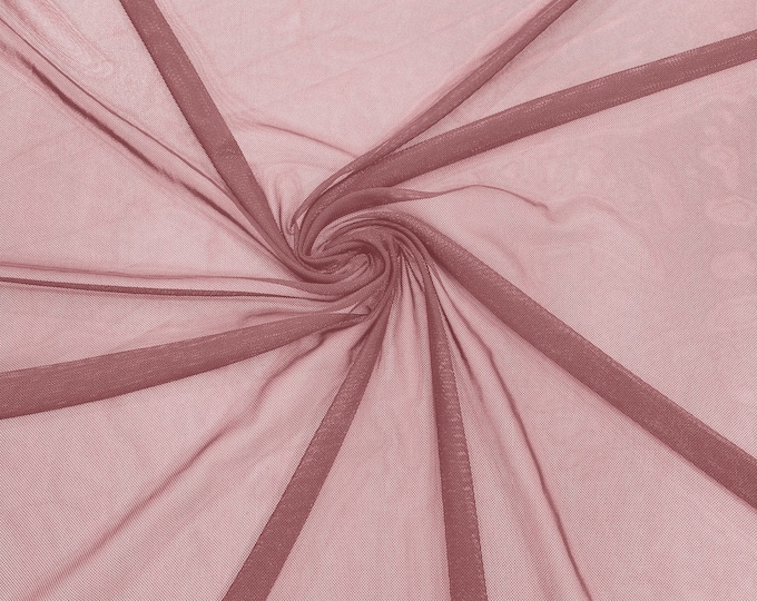 Dusty Rose 58/60" Wide Solid Stretch Power Mesh Fabric Spandex/ Sheer See-Though/Sold By The Yard. New Colors