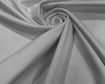 Silver Matte Stretch Lamour Satin Fabric 58" Wide/Sold By The Yard. New Colors