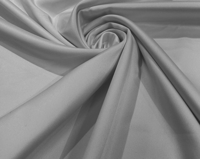 Silver Matte Stretch Lamour Satin Fabric 58" Wide/Sold By The Yard. New Colors