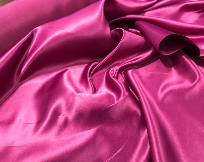 Magenta Matte Satin (Peau de Soie) Duchess Fabric Bridesmaid Dress 58"-60" Wide Sold By The Yard.