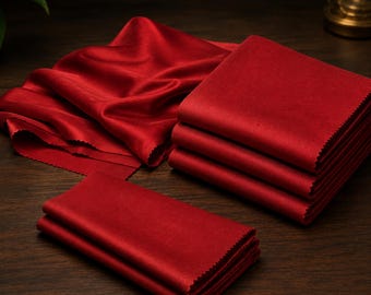 Cherry Red Stretch Taffeta Fabric By The Yard, Two Tone Bridal Taffeta Fabric For Wedding Gowns Dresses Event Decor