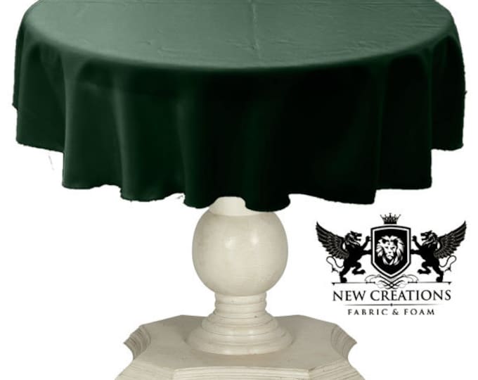 Hunter Green Tablecloth Solid Dull Bridal Satin Overlay for Small Coffee Table Seamless.