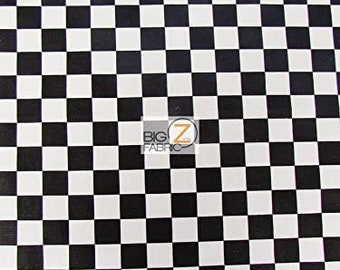Black White 1 inch Square Checkered Print Poly Cotton Fabric 58"/59" Wide Sold by The Yard