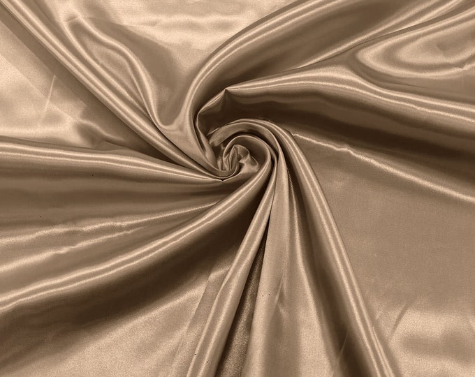 Khaki  Shiny Charmeuse Satin Fabric for Wedding Dress/Crafts Costumes/58” Wide /Silky Satin