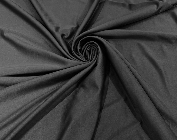 Charcoal Shiny Milliskin Nylon Spandex Fabric 4 Way Stretch 58" Wide Sold by The Yard