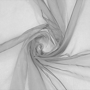 Tela de organza de cristal transparente, ligera, suave, 100 % poliéster, de 58/60" de ancho y color plateado. Se vende cortada a medida.
