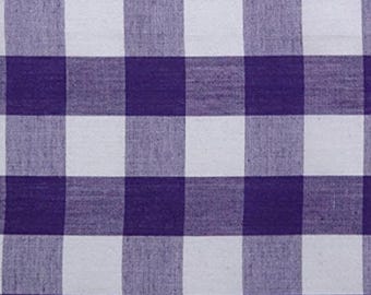 Purple Gingham 1 Inch Checkered Poly Cotton Fabric – 58" Wide| Quilting| Sewing| Apparel.