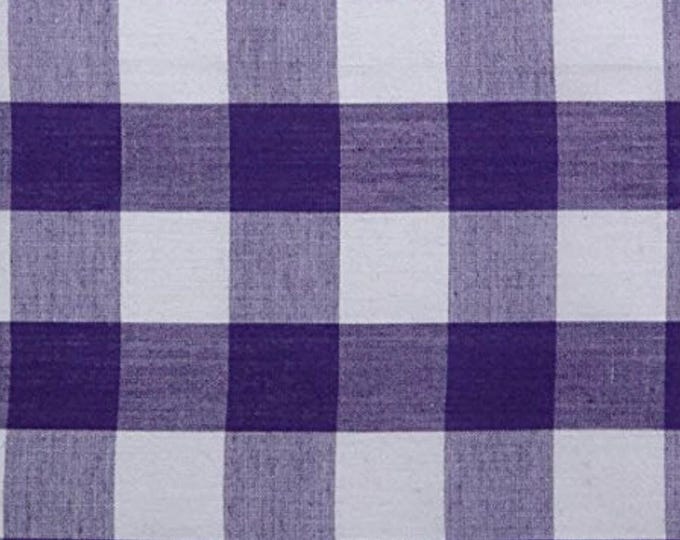 Purple Gingham 1 Inch Checkered Poly Cotton 58" Wide Fabric- Sold by the yard