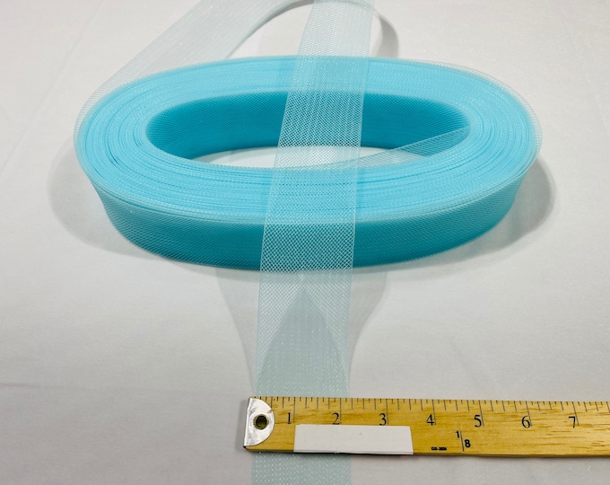 Aqua Crinoline horsehair braid trim 2 inch -sold by the yard.