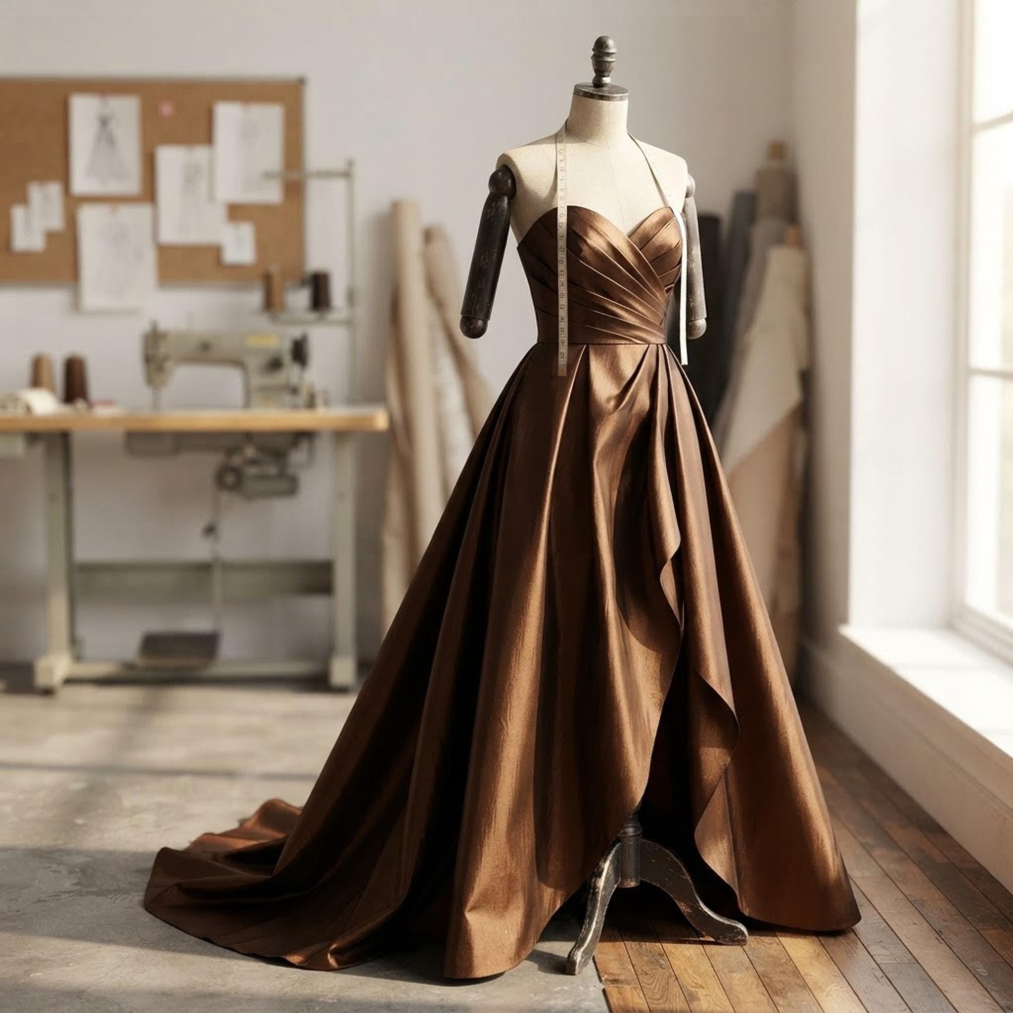 Brown Taffeta Dress
