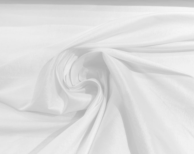 White 58" Wide Medium Weight Stretch Two Tone Taffeta Fabric, Stretch Fabric For Bridal Dress Clothing Custom Wedding Gown, New Colors