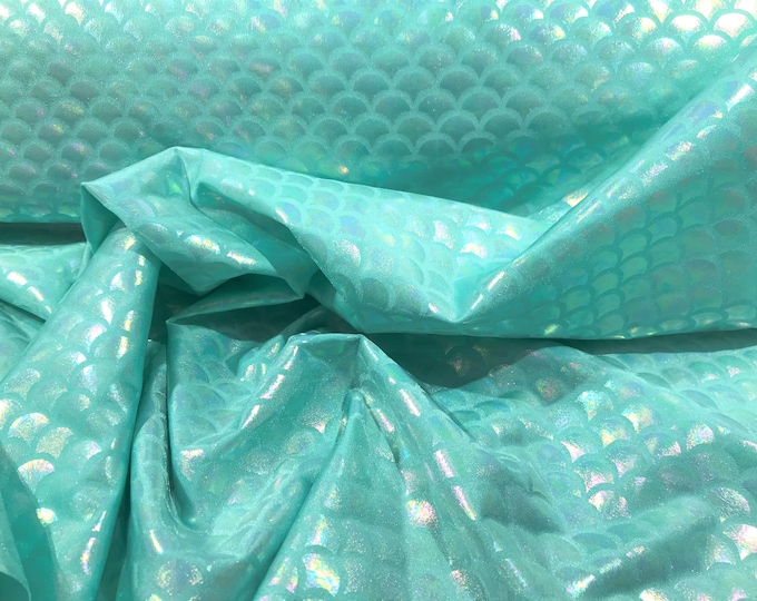 New Creations Fabric & Foam Inc, 60" Wide Mermaid Iridescent Illusion Spandex Fish Scale 4 Way Stretch Fabric By The Yard