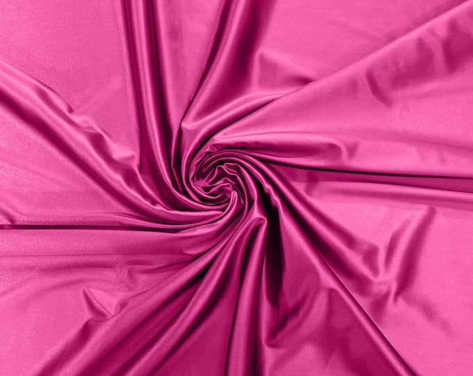Hot Pink Heavy Shiny Satin Stretch Spandex Fabric/58 Inches Wide/Prom/Wedding/Cosplays.