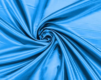 Turquoise Heavy Shiny Polyester Bridal Satin Fabric 58" Wide | Bridesmaid Dresses| Wedding Fashion.