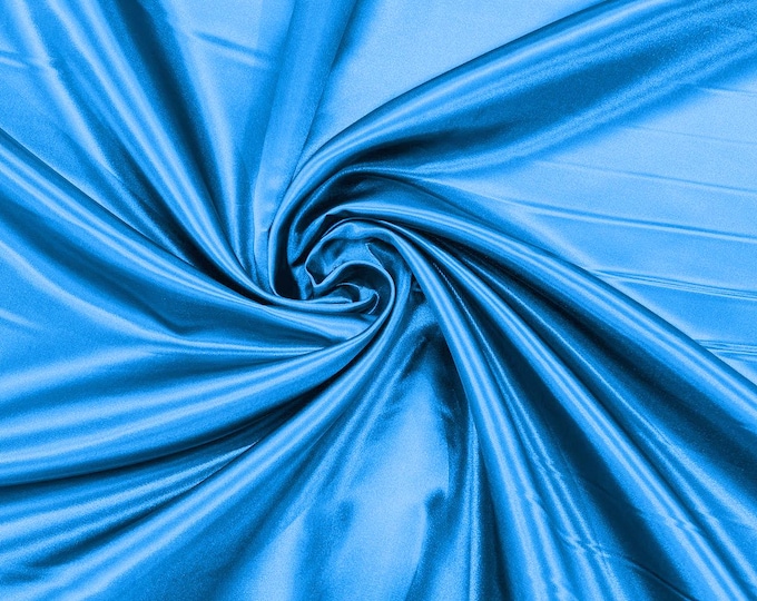 Turquoise Heavy Shiny Polyester Bridal Satin Fabric 58" Wide | Bridesmaid Dresses| Wedding Fashion.