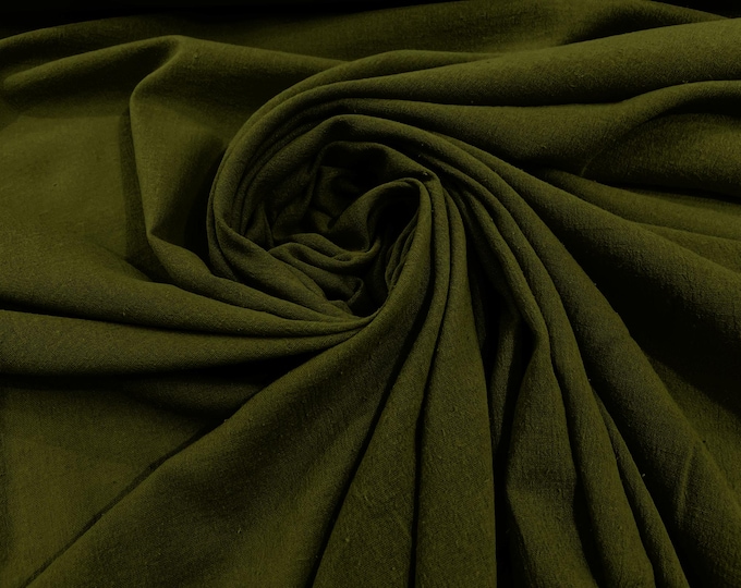 Olive Cotton Gauze Fabric 100% Cotton 48/50" inches Wide Crinkled Lightweight Sold by The Yard.