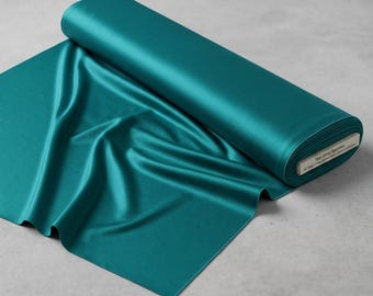 Teal Shiny Nylon Spandex Fabric By The Yard, 4 Way Stretch Milliskin Tricot, Swimwear Costume Dancewear Fabric, Glossy Apparel Material