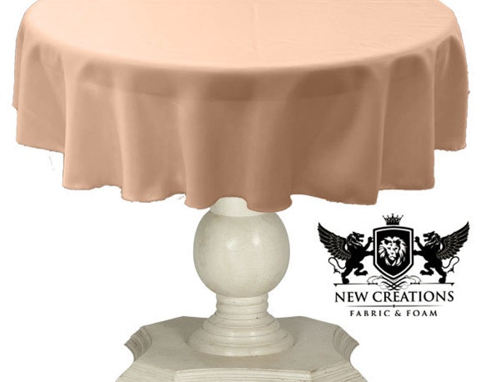 Peach Tablecloth Solid Dull Bridal Satin Overlay for Small Coffee Table Seamless.