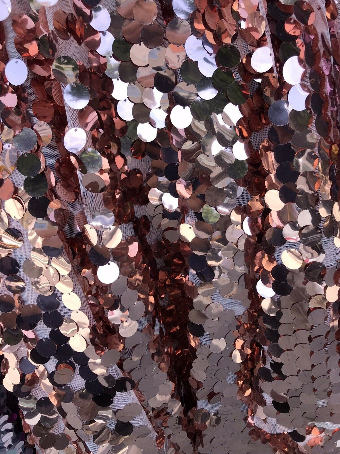 Fish Scale Paillette 18mm Mermaid Round Sequin Pearl Fabric By The Yard Green Iridescent main image 0