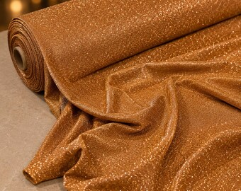 Cinnamon Stretch Glitter Shimmer Fabric 58" Wide | Sparkling Glimmer Fabric for Prom, Dancewear & Costumes | Sold By The Yard