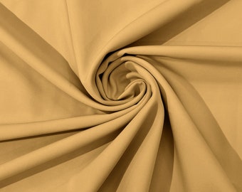 Gold Dull 4 Way Stretch Crepe Fabric/Medium Crepe-Bridal Fabric/Apparel Fabric/Polyester Crepe-Spandex/