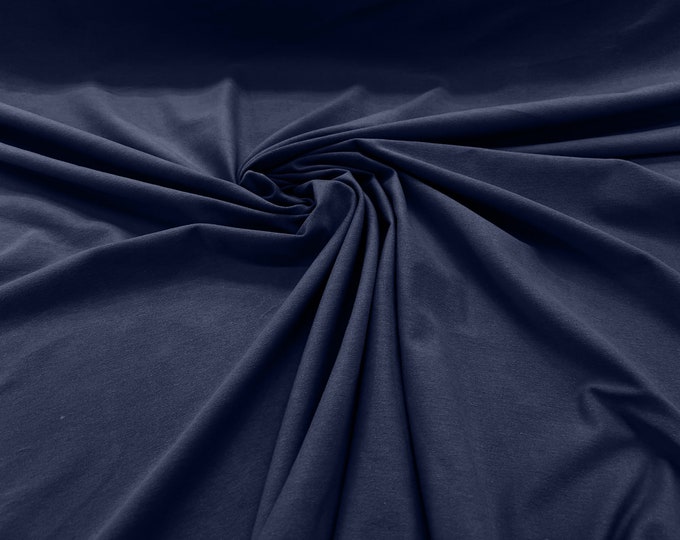 Dark Denim Blue 58/60" Wide  Cotton Jersey Spandex Knit Blend 95% Cotton 5 percent Spandex/Stretch Fabric/Costume