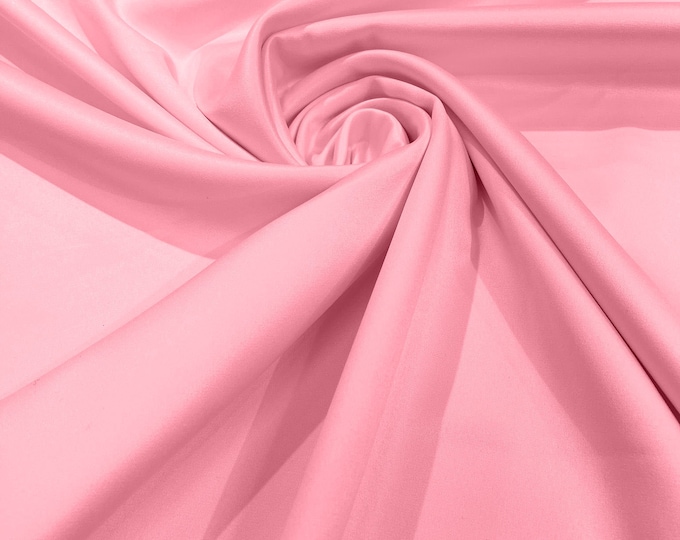 Candy Pink Matte Stretch Lamour Satin Fabric 58" Wide/Sold By The Yard. New Colors